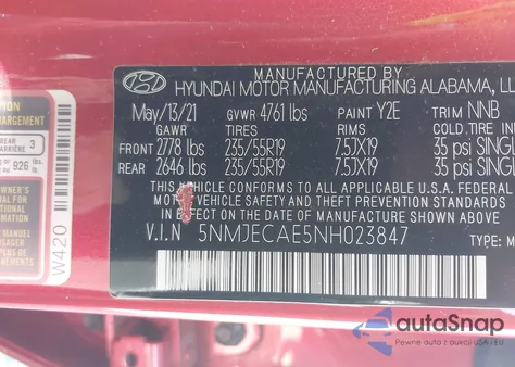 2022 Hyundai Tucson Limited from USA, damaged, VIN 5NMJECAE5NH023847